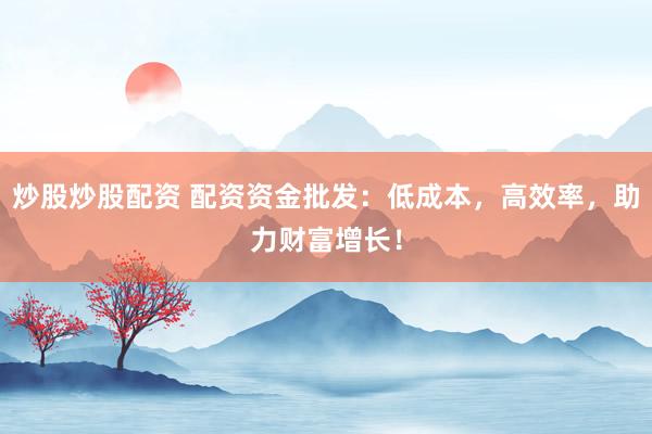 炒股炒股配资 配资资金批发：低成本，高效率，助力财富增长！