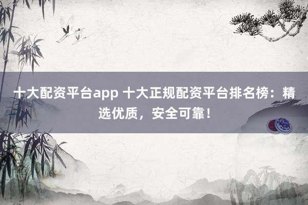 十大配资平台app 十大正规配资平台排名榜：精选优质，安全可靠！