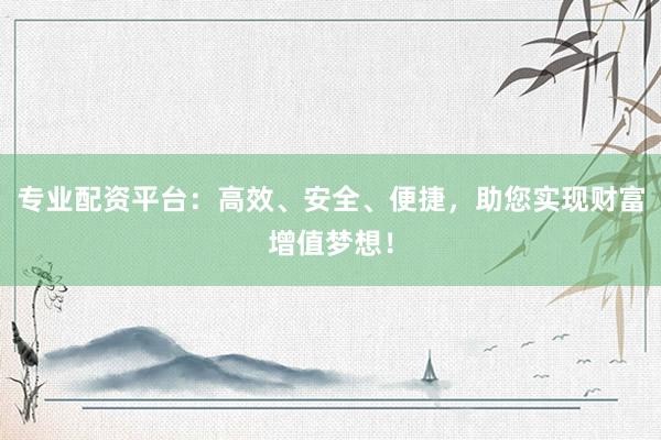专业配资平台：高效、安全、便捷，助您实现财富增值梦想！