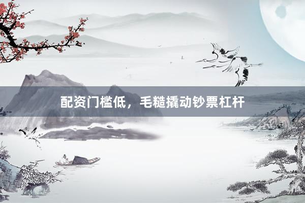 配资门槛低，毛糙撬动钞票杠杆
