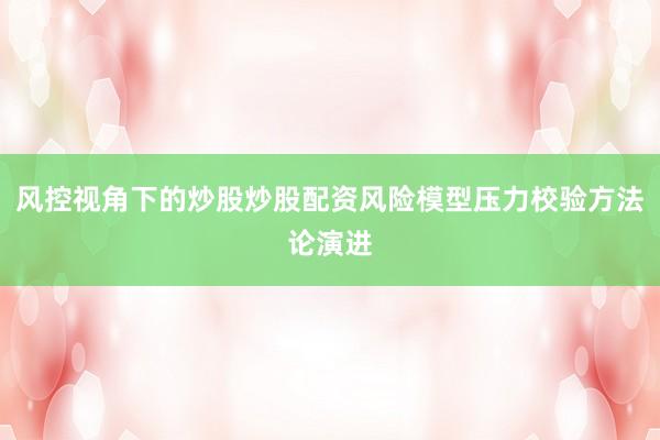 风控视角下的炒股炒股配资风险模型压力校验方法论演进