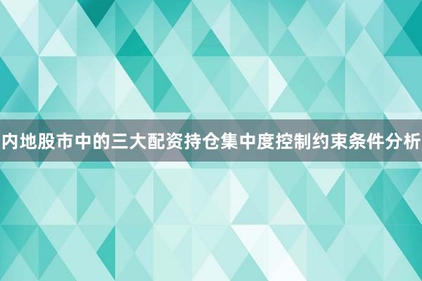 内地股市中的三大配资持仓集中度控制约束条件分析