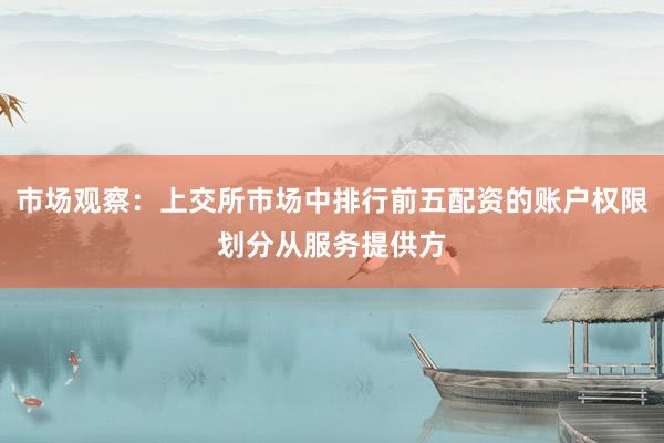 市场观察：上交所市场中排行前五配资的账户权限划分从服务提供方