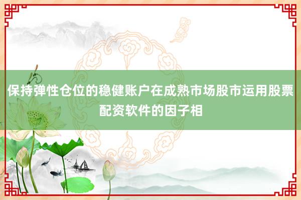 保持弹性仓位的稳健账户在成熟市场股市运用股票配资软件的因子相
