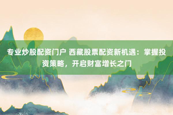 专业炒股配资门户 西藏股票配资新机遇：掌握投资策略，开启财富增长之门